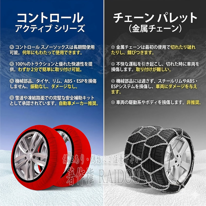 N-BOX+ 布チェーン タイヤチェーン 布製 スタッドレス 簡単装着 選択サイズ - 画像 (7)